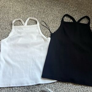 Massimo Dutti set of 2 crisscross back tanks size L NEW